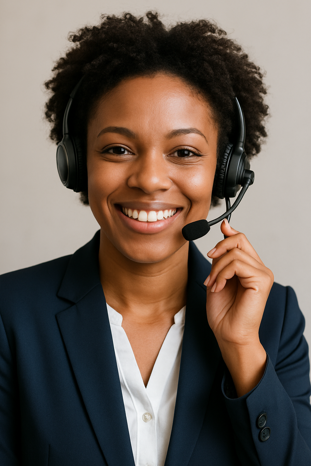 smiling black female call center agent